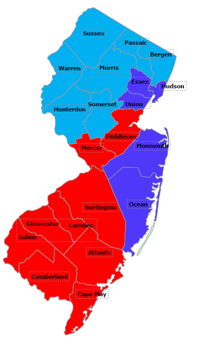William Paterson University 2026 Contest Regions Map.